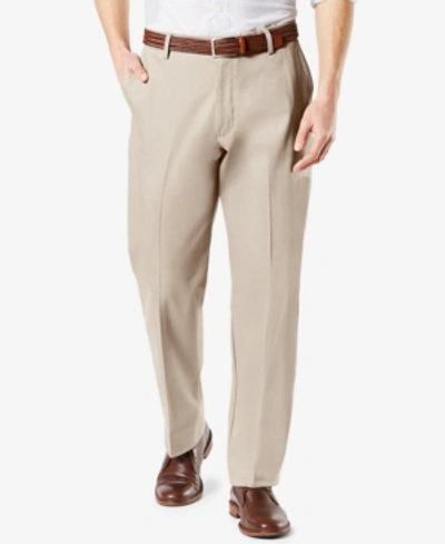 Shop Dockers Men's Signature Lux Cotton Classic Fit Creased Stretch Khaki Pants In Cloud