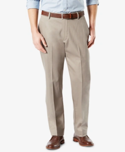 Shop Dockers Men's Signature Lux Cotton Classic Fit Creased Stretch Khaki Pants In Timber Wolf