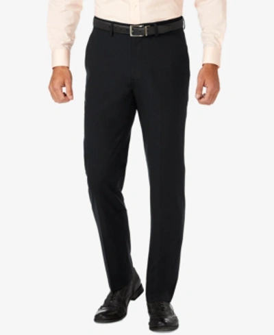 Haggar Jmh Men's 4 Way Stretch Slim Fit Flat Front Dress Pant In Black