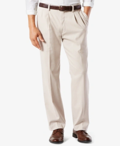 Dockers Men's Big & Tall Easy Classic Pleated Fit Khaki Stretch Pants In Light Beige