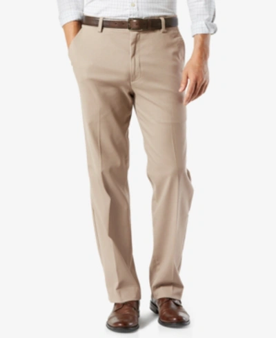 Dockers Men's Signature Lux Cotton Relaxed Fit Pleated Creased Stretch Khaki Pants In Dark Beige