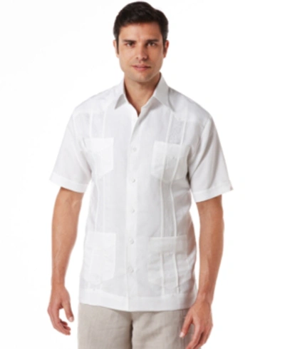Shop Cubavera Men's Big And Tall Embroidered Panel 4-pocket Guayabera Shirt In Bright White