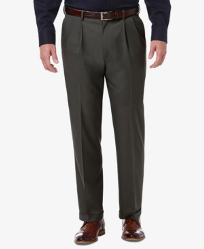 Shop Haggar Men's Premium Comfort Stretch Classic-fit Solid Pleated Dress Pants In Charcoal