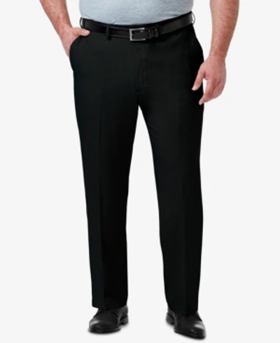 Shop Haggar Men's Big & Tall Premium Comfort Stretch Classic-fit Solid Flat Front Dress Pants In Black