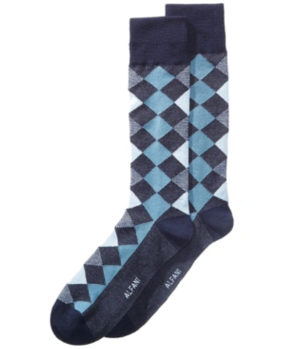 Shop Alfani Men's Diamond Dress Socks, Created For Macy's In Blue Navy