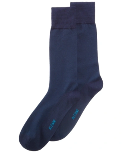 Shop Alfani Men's Pique Solid Dress Socks, Created For Macy's In Blue