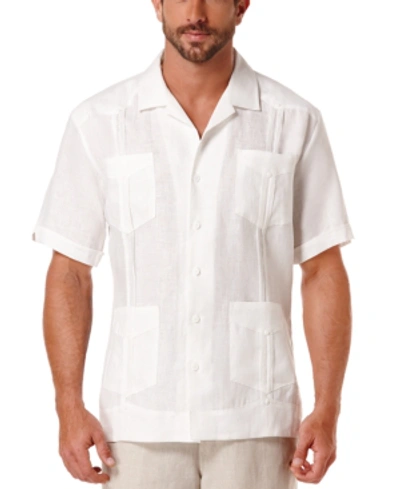 Shop Cubavera Men's 100% Linen Short Sleeve 4 Pocket Guayabera Shirt In Bright White