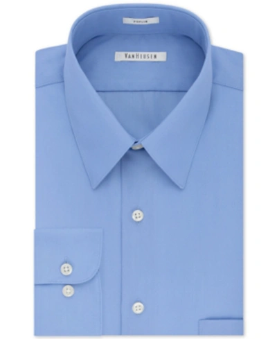 Shop Van Heusen Men's Classic-fit Point Collar Poplin Dress Shirt In Cameo Blue