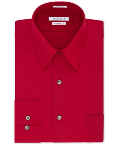 Shop Van Heusen Men's Classic-fit Point Collar Poplin Dress Shirt In Flame