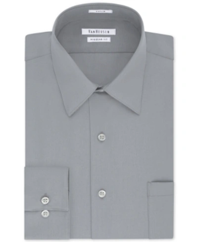 Shop Van Heusen Men's Classic-fit Point Collar Poplin Dress Shirt In Greystone
