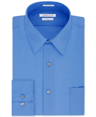 Shop Van Heusen Men's Classic-fit Point Collar Poplin Dress Shirt In Pacifico