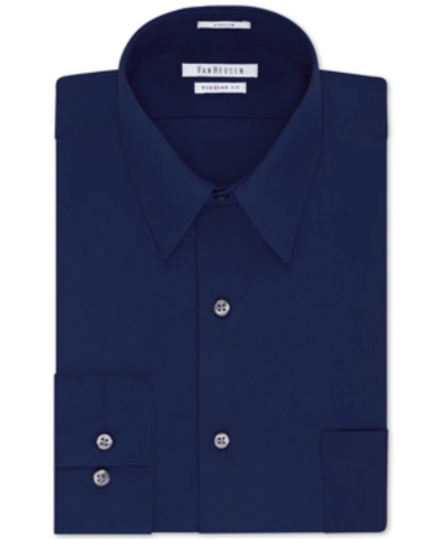 Shop Van Heusen Men's Classic-fit Point Collar Poplin Dress Shirt In Persian Blue