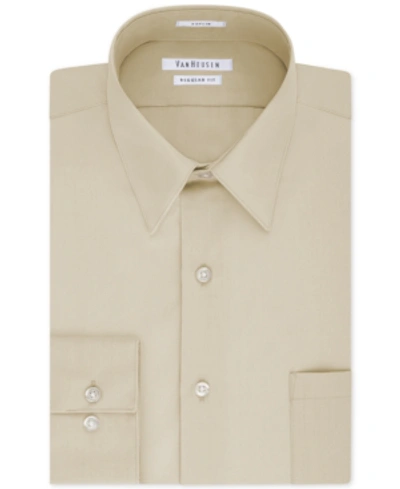 Shop Van Heusen Men's Classic-fit Point Collar Poplin Dress Shirt In Stone