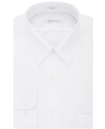 Shop Van Heusen Men's Classic-fit Point Collar Poplin Dress Shirt In White
