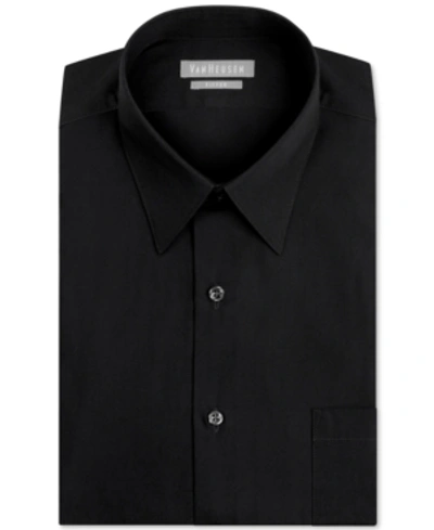 Shop Van Heusen Men's Athletic Fit Poplin Dress Shirt In Black