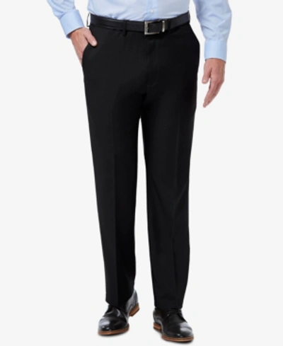 Shop Haggar Men's Premium Comfort Stretch Classic-fit Solid Flat Front Dress Pants In Black