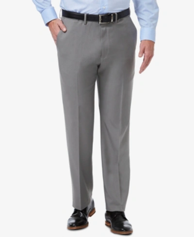 Shop Haggar Men's Premium Comfort Stretch Classic-fit Solid Flat Front Dress Pants In Grey