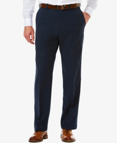 Shop Haggar Men's  Cool 18 Pro Classic-fit Expandable Waist Flat Front Stretch Dress Pants In Navy