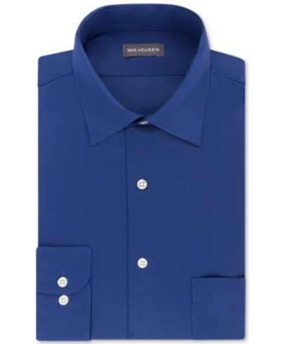 Shop Van Heusen Men's Classic/regular Fit Stretch Wrinkle Free Sateen Dress Shirt In Blue Velvet