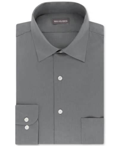 Van Heusen Men's Big & Tall Classic/regular Fit Wrinkle Free Poplin Solid Dress Shirt In Grey