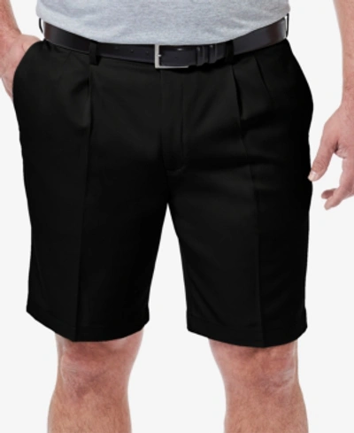 Shop Haggar Men's Big & Tall Cool 18 Pro Classic-fit Stretch Pleated 9.5" Shorts In Black