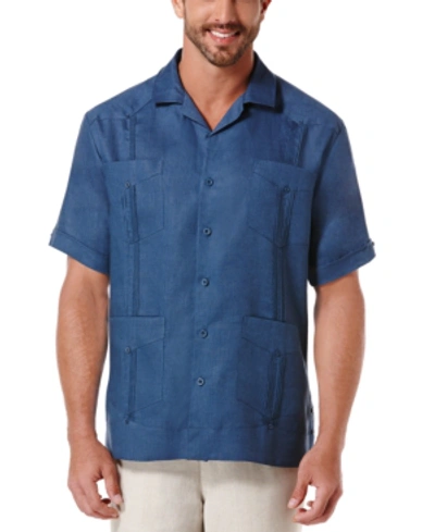 Shop Cubavera Men's 100% Linen Short Sleeve 4 Pocket Guayabera Shirt In Ensign Blue