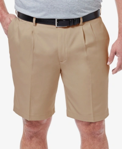 Shop Haggar Men's Big & Tall Cool 18 Pro Classic-fit Stretch Pleated 9.5" Shorts In Khaki