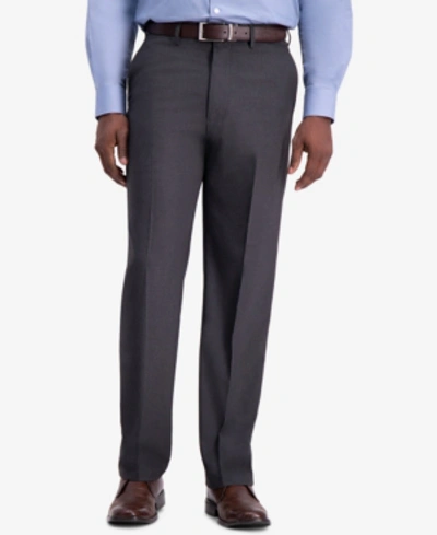 Haggar Jmh Men's 4-way Stretch Classic Fit Flat Front Dress Pant In Dark Charcoal