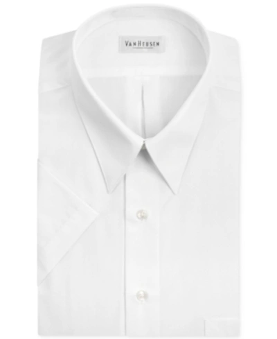 VAN HEUSEN POPLIN SOLID SHORT-SLEEVE DRESS SHIRT 