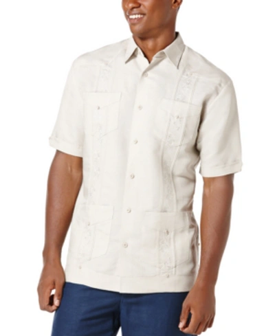 Shop Cubavera Short-sleeve Embroidered Guayabera Shirt In Natural Linen