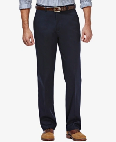 Shop Haggar Men's Premium No Iron Khaki Classic Fit Flat Front Hidden Expandable Waist Pant In Navy