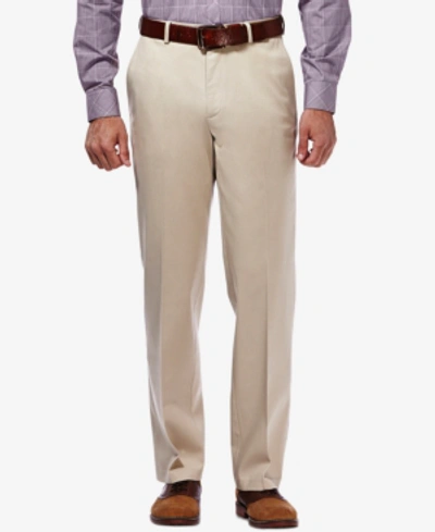 Shop Haggar Men's Premium No Iron Khaki Classic Fit Flat Front Hidden Expandable Waist Pant In Sand