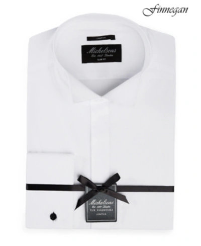 Michelsons Classic/regular Fit Stretch Solid Wing Collar French Cuff Tuxedo Shirt In White