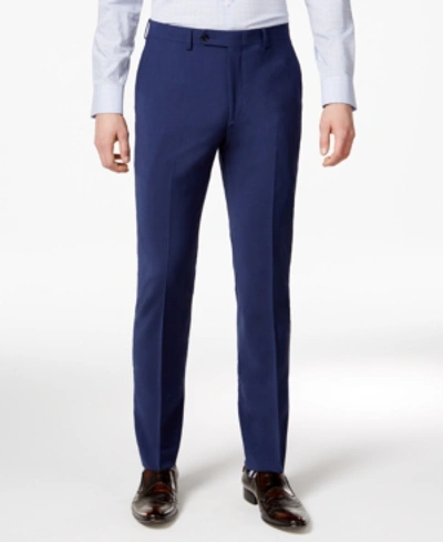 Shop Bar Iii Men's Skinny Fit Stretch Wrinkle-resistant Wool Suit Pants, Created For Macy's In Blue Solid