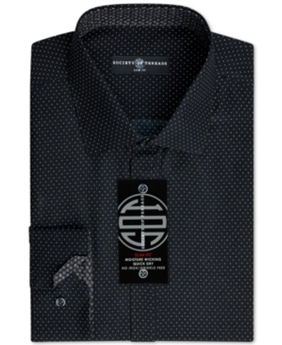 Society Of Threads Men's Slim-fit Non-iron Performance Print Dress Shirt In Black