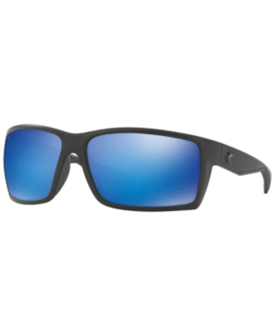 Shop Costa Del Mar Polarized Sunglasses, Reefton 64 In Black Black/ Blue Mirror Polar