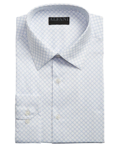 Shop Alfani Assorted Alfatech By  Men's Classic/regular Fit Performance Print Dress Shirts, Created For Ma In White/blue