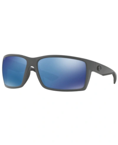 Shop Costa Del Mar Polarized Sunglasses, Reefton 64 In Grey Matte/ Blue Mirror Polar