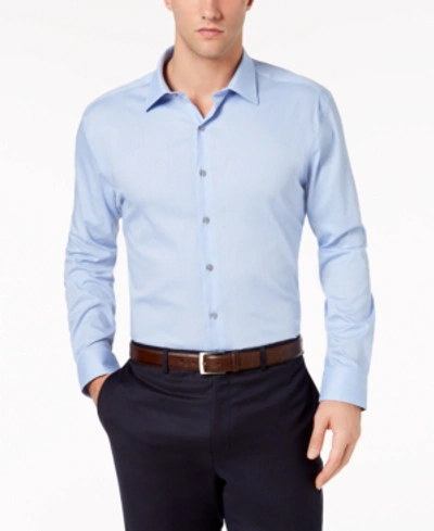 Shop Alfani Men's Athletic Fit Twill Stretch Dress Shirt, Created For Macy's In Blue