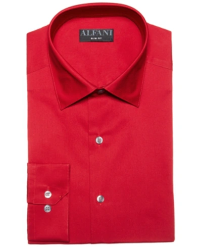 Shop Alfani Men's Slim Fit Performance Dress Shirt, Created For Macy's In Red