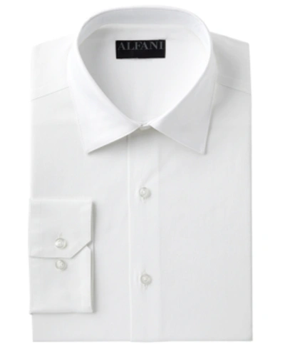 Shop Alfani Men's Slim Fit 2-way Stretch Performance Solid Dress Shirt, Created For Macy's In White