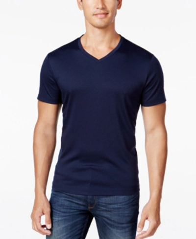 Shop Alfani Men's Soft Touch Stretch V-neck T-shirt, Created For Macy's In Neo Navy