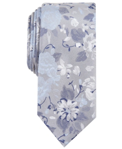 Shop Bar Iii Men's Hilton Floral Skinny Tie, Created For Macy's In Blue