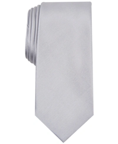 Shop Alfani Men's Solid Texture Slim Tie, Created For Macy's In Silver