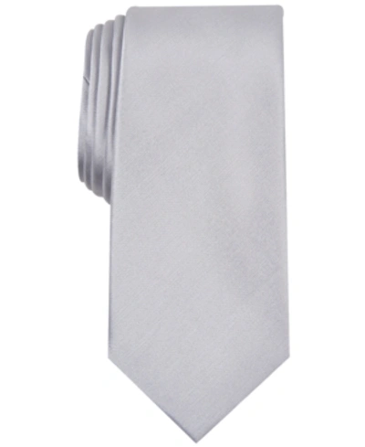 Alfani Men's Metallic Texture Slim Tie, Created For Macy's In Silver