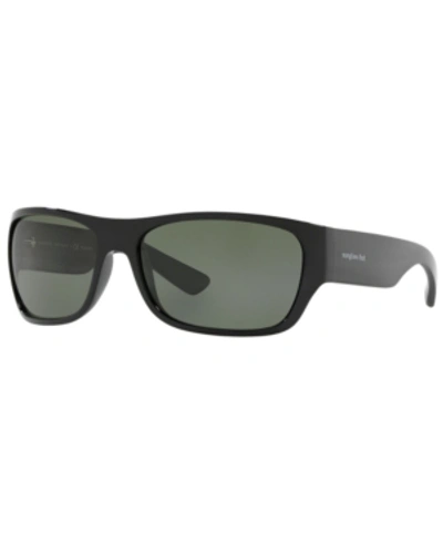 Shop Sunglass Hut Collection Polarized Sunglasses, Hu2013 63 In Black/ Polar Green