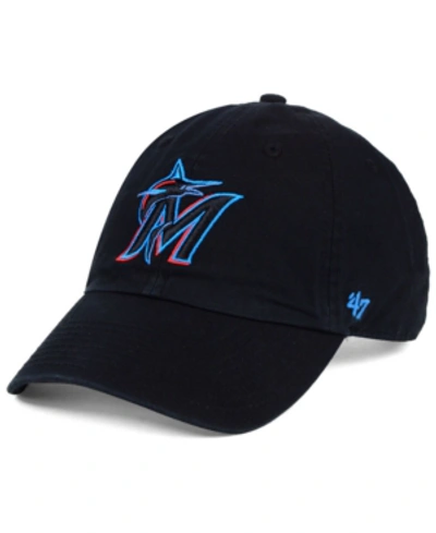 Shop 47 Brand Miami Marlins On-field Replica Clean Up Cap In Black