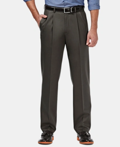 Shop Haggar Men's Premium No Iron Khaki Classic Fit Pleat Hidden Expandable Waist Pants In Dark Grey