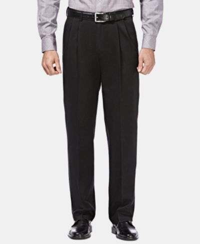 Shop Haggar Men's Premium No Iron Khaki Classic Fit Pleat Hidden Expandable Waist Pants In Black