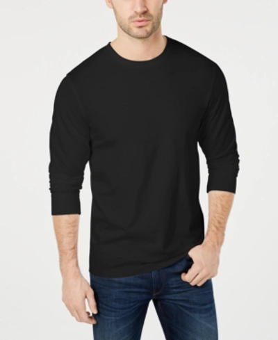 Shop Club Room Men's Long Sleeve Crew-neck T-shirt, Created For Macy's In Deep Black
